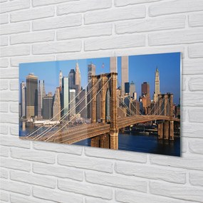 Obraz na akrylátovom skle Bridge mrakodrapy river 125x50 cm