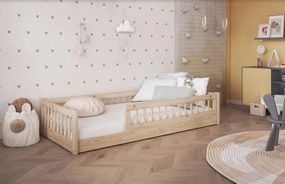 Detská Montessori posteľ z masívu borovice FLORES - 200x90 cm - prírodná