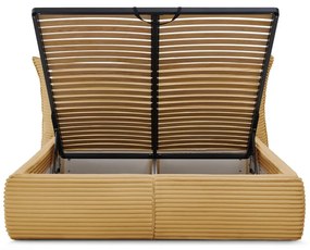 Žltá čalúnená dvojlôžková posteľ s úložným priestorom a roštom 180x200 cm Jade – Bobochic Paris