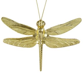 Plastová ozdoba vážka 10 cm zlatá 27713