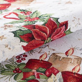 VIANOČNÝ GOBELÍNOVÝ BEHÚŇ NA STÔL CANDLES 45X140 CM VZOROVANÁ