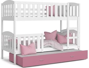 GL Poschodová posteľ pre 3 deti Jakub 3 Color biela 190x80 - viac farieb Farba: Ružová