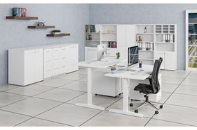Kombinovaná kancelárska skriňa PRIMO WHITE, zasúvacie dvere na 2 poschodia, 2128 x 800 x 420 mm, biela