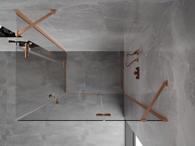 Mexen Mist-H Duo, 2-krídlový výklopný sprchový kút 80 x 100 cm, číre sklo, medený matný profil, 8A5-080L-100P-65-00