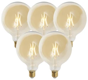 Sada 5 stmievateľných LED žiaroviek E27 G125 zlatá 5W 450lm 2200K