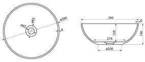 Polysan Polysan, BANERA ROUND umývadlo na dosku, liaty mramor, Ø 39 cm, biela, 14337