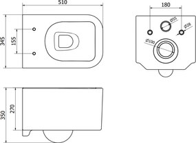 Mexen Elis závesné wc Rimless, biela - 3391XX00