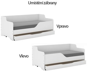 Detská posteľ LOLA - STAVEBNÉ STROJE 160x80 cm - grafika na bočnici