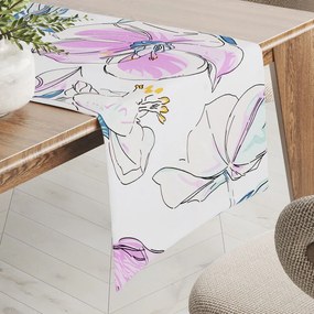 Biante Bavlnený behúň na stôl Sandra SA-394 Veľké akvarelové kvety 20x120 cm