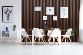 Drevený akustický panel, 2400 x 600 mm, čierny podklad, balenie 5 ks, orech