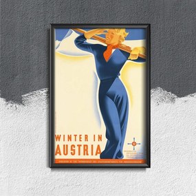 Plakat retro Zima v Rakúsku