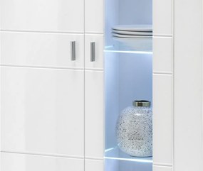 Vysoká vitrína Enrique, biely lesk