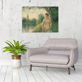 Sklenený obraz - Camille Pissarro, The Bather, reprodukcia (70x50 cm)