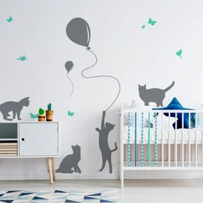 lovel.sk Nálepka na stenu Animals - mačičky s balónmi Z063