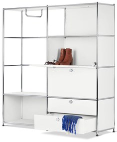 Kovová vešiaková stena »CN3« s 2 výklopnými priečinkami a 2 zásuvkami, biela