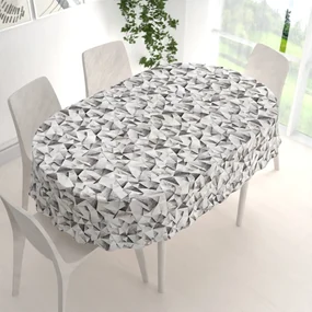 Biante Dekoračný oválny obrus Porto PRT-008 Sivo-béžové kryštály 120x140 cm