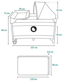 Lionelo - Cestovná postieľka SVEN PLUS modrá