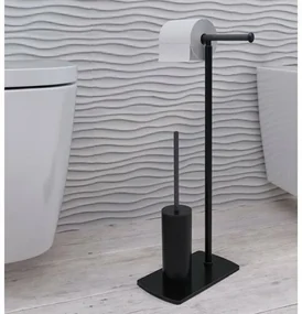 GEDY 733214 Florida stojan s držiakom na toaletný papier a WC štetkou, čierna mat