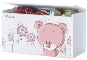 Detská truhla na hračky RUŽOVÝ MACKO