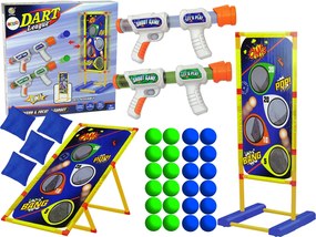 LEAN Toys Hra 4 v 1 Foamball Target Throw Bags Foamball Gun