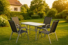 Garthen 40751 Záhradný skladací set stôl + 4 stohovateľné stoličky - čierna