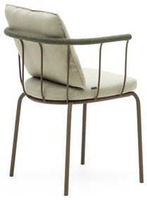 Zelená/béžová kovová záhradná stolička Salguer - Kave Home