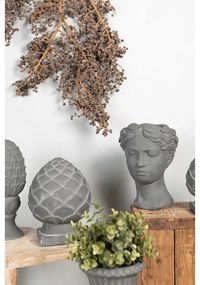 Šedý antik cementový kvetináč hlava ženy - 18*17*25 cm