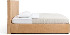 Čalúnená dvojlôžková posteľ s úložným priestorom s matracom/s roštom 180x200 cm v horčicovej farbe Thessa Bold Line – Bonami Selection