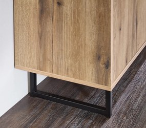 Vitrínová skrinka Cube, dub evoke / pieskovo šedá, s osvetlením