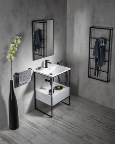 Sapho Sapho, SKA konzola pod umývadlo so zásuvkou 750x850x460mm, čierna mat/biela lesk, SKA602