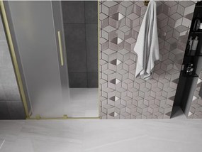 Mexen Velar L, posuvné sprchové dvere do otvoru 110 cm, 8mm sklo námraza, zlatá matná, 871-110-003-31-55