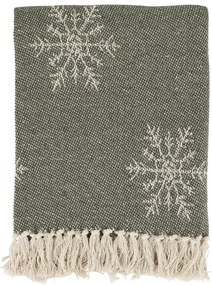 Modrý bavlnený pléd so vzorom a strapcami Aix - 130*150 cm