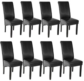tectake 403988 8 jedálenských stoličiek ergonomických, masívne drevo - čierna