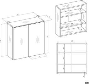 Závesná kúpeľňová skrinka so zrkadlom POLA 2DL kašmírová