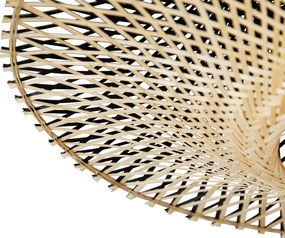 Moderná oblúková lampa čierna s orientálnym tienidlom a bambusom 50 cm - XXL Rina