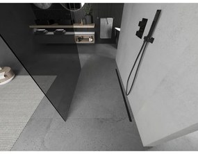 Mexen Kioto, priechodná sprchová zástena 120 x 200 cm, 8mm šedé sklo, 2x čierna stabilizačná rozpera, 800-120-002-70-40