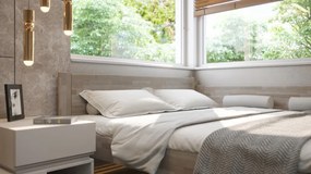 Rohová posteľ so zástenou vpravo Fava P 180x200 cm, šedý buk