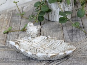Bielo - zlaté antik cementové krmítko pre vtáčiky Vittel - 22*14*9cm