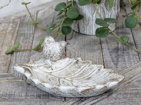 Bielo - zlaté antik cementové krmítko pre vtáčiky Vittel - 22*14*9cm