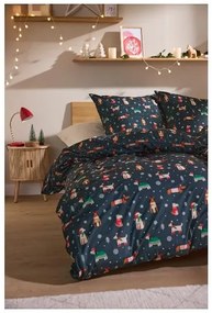 Livarno home Posteľná vianočná bielizeň z mikrovlákna, 200 x 220 cm (navy modrá)  (100396369)