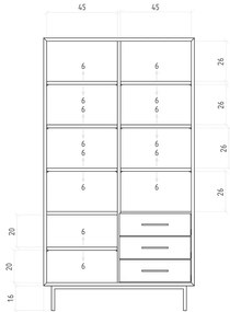 Knižnica z dubového dreva v prírodnej farbe 97x176 cm Abies - The Beds