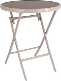 Dekorstudio Záhradný skladací stolík s tvrdeným sklom 60cm – béžový