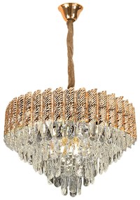 Toolight Toolight, krištáľové stropné svietidlo 50cm, 7xE14, G054-CP, zlatá, OSW-08948