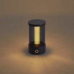 Vonkajšia stolná lampa čierna nabíjateľná vrátane nabíjacej stanice IP65 - Grill