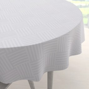 Biante Dekoračný okrúhly obrus Monako PM-124 Pruhovaná šachovnica biela Ø 120 cm