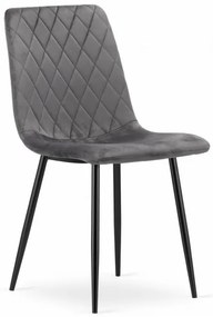 Jedálenská stolička TURIN zamat sivá (čierne nohy)
