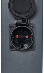 Vonkajšia lampa tmavosivá s dymovým sklom 45 cm IP44 so zásuvkou a snímačom pohybu - Malios