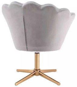 LuxuryForm DESIGN Kreslo FREY VELUR na zlatom kríži - svetlo šedé