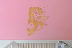 Drevený baby delfín na stenu - Buk