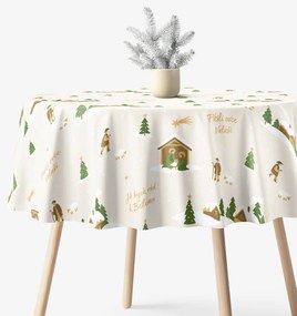 Goldea vianočný okrúhly obrus 100% bavlnené plátno - pásli ovce valaši Ø 110 cm